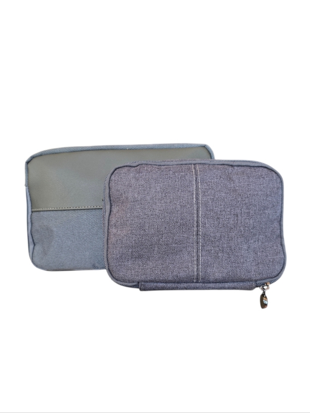 Bvlgari Parfums Set Of 2 Gray Canvas Zip Cosmetic Toiletry Cases